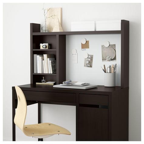 IKEA MICKE Black-Brown Add-on unit-high Black Desk Ideas, Micke Ikea, Ikea Micke Desk, Ikea Micke, Stuff For Room, Micke Desk, Ikea Black, Study Table Designs, Ikea Desk