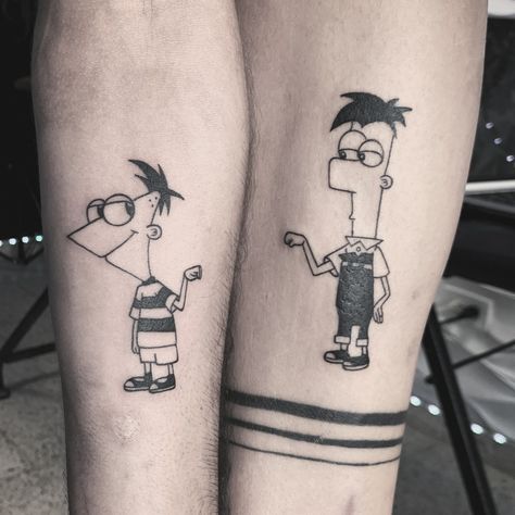 Tattoo phineas y fer #gennystattoo #phineas #fer #phineasyferb #tattoo #hermanos Phineas E Ferb, Parent Tattoos, Phineas Y Ferb, Wii Remote, Fairly Odd Parents, Odd Parents, Phineas And Ferb, Tattoos, Tumblr