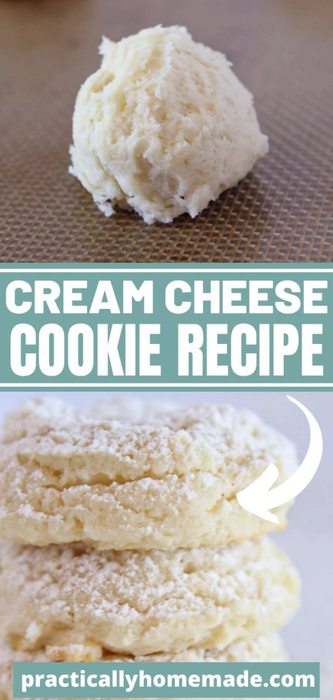 This Cream Cheese Cookie Recipe is amazing! These cookies practically melt in your mouth with every single bite. They seem super decadent, but they’re quite simple to make as it’s done by using a cake mix. The addition of cream cheese is one that makes these cookies so memorable, so try this recipe today! Creamcycle Cookies, Cream Cheese Cookies 12 Tomatoes, Cream Cheese Cake Mix Cookies, Cake Mix Cookies Recipes, Cream Cheese Desserts Easy, Cream Cheese Snacks, Recipes With Cream Cheese, Cream Cheese Cookie, Practically Homemade