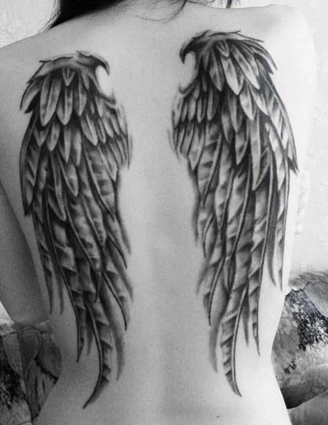 Angel Wings Tattoo On Back, Small Angel Wing Tattoo, Angel Devil Tattoo, Feminine Shoulder Tattoos, Wing Tattoos On Back, Tattoo Son, Devil Tattoo, Wing Tattoo Designs, Wild Tattoo