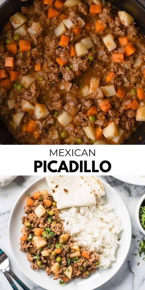 Mexican Picadillo Recipe, Mexican Picadillo, Picadillo Recipe, Authentic Mexican Recipes, Ground Beef And Potatoes, Mexican Dinner Recipes, Mexican Dinner, Beef And Potatoes, Mexican Cooking