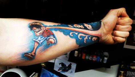 One Piece - Monkey D. Luffy Fist Tattoo, Tato 3d, Tatoo 3d, Gamer Tattoos, Clever Tattoos, One Piece Tattoos, Pieces Tattoo, 4 Tattoo, Gaming Tattoo