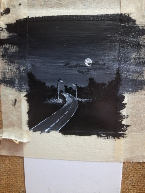 Night Painting Aesthetic, Painting Ideas Night Sky, Night Sky Drawing, Road Drawing, Nighttime Sky, Night Sky Art, Shading Drawing, Night Ride, Dark Paintings