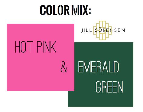 Jill Sorensen-Live Like You | Great color mix -Hot Pink and Emerald | http://jillsorensen.com/livelikeyou Emerald Green And Hot Pink Bedroom, Emerald Green And Hot Pink, Hot Pink Colour Combinations, Hot Pink And Green, Hot Pink Branding, Emerald And Pink Wedding, Realtor Branding Ideas, Emerald Green Decor, Pink Color Combination