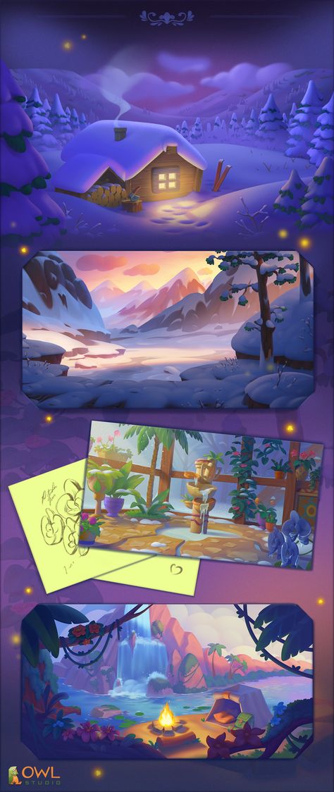 Cartoon backgrounds - mobile game illustrations Part 1 :: Behance Casual Art, 2d Game Art, Game Environment, Game Illustration, Game Background, Cartoon Background, Game Character Design, Illustration Digital, Environment Concept Art