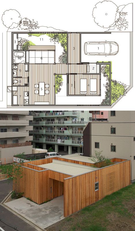 Small Modern Japanese House, Japanese Style House Plans, Japanese House Layout, Japanese House Floor Plans, Japanese Courtyard House, Small Japanese House, Zen Inspiration, Japanese Small House, Japan House Design