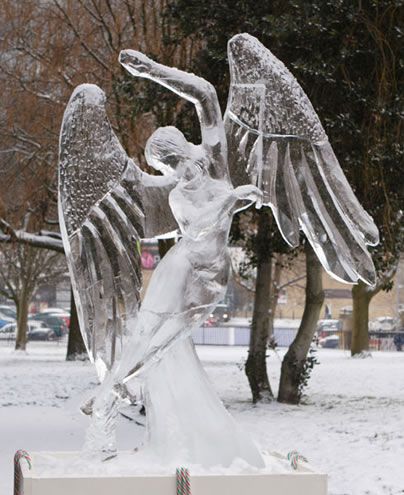 On The Wings Of Love, Ice Carving, Ice Art, I Believe In Angels, Ice Sculpture, Snow Sculptures, Ice Castles, Snow Art, Sand Sculptures