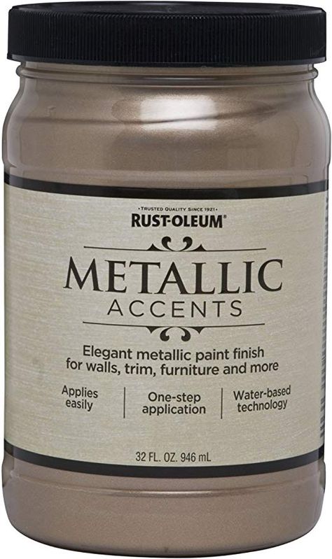 Mixing Modern And Antique Furniture, Rustoleum Metallic, Metallic Paint Colors, Gold Accent Wall, Metallic Painted Furniture, Silver Metallic Paint, Wood Entertainment Center, Black Chalk Paint, Fusion Paint