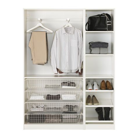 Mud room - PAX Wardrobe - standard hinges - IKEA Shallow Closet Ideas, Tiny Closet Solutions, Narrow Wardrobe, Small Bedroom Wardrobe, Narrow Closet, Armoire Pax, Ikea Antilop, Ikea Duktig, Ikea Closet