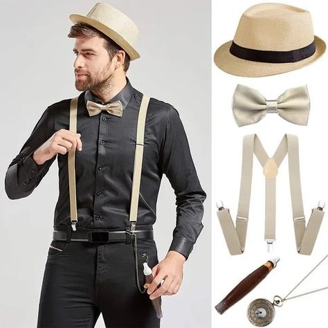 Gatsby Outfit For Men, Great Gatsby Party Outfit Men, Great Gatsby Outfit Men, Gatsby Dress Code, Gatsby Party Outfit For Men, 20s Mens Fashion, Roaring 20s Party Dress, Gatsby Men, 1920s Suit