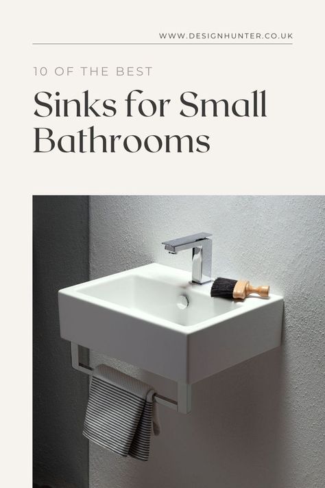 A wall mounted bathroom sink. Floating Wash Basin, Sink For Small Bathroom, Restroom Sink Ideas, Small Bathroom Sink Ideas, Small Sinks For Small Bathrooms, Small Bathroom Sink, Cloakroom Sink, Floating Sink, Wall Hung Sink