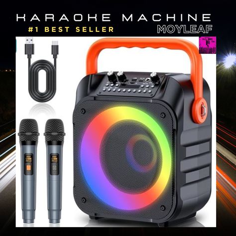 Karaoke Machine with 2 Wireless Microphones,Portable Karaoke Machine for Adults & Kids,Karaoke Microphone with PA System,Karaoke Speaker Supports for TWS,USB,FM,REC,AUX in,TF Card Karaoke Speaker, Karaoke Microphone, Karaoke Machine, Pa System, Microphones, Karaoke, Speaker