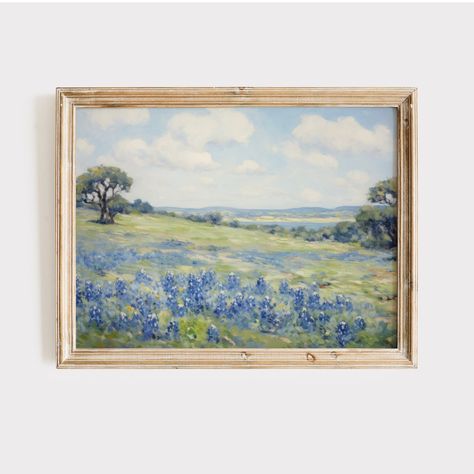 Bluebonnet Art, Bluebonnet Painting, Frame Tv Samsung, Vintage Inspired Art, Samsung Tv, Lone Star State, Samsung Frame Tv Art, Blue Bonnets, Art Landscape