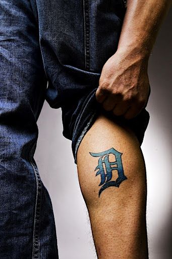 Not sure the knee was the best place to put this tat! Detroit Tattoo, Michigan Tattoos, Old English D, Rip Tattoo, Brian Dawkins, Tattoos Pictures, D Tattoo, Thanks Mom, Family Tattoos