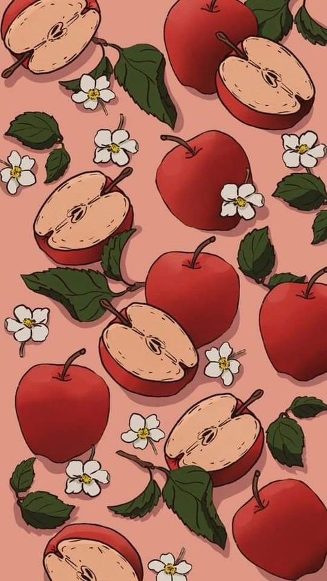 Aesthetic Red Anime Wallpaper, Harvest Phone Wallpaper, Apples Wallpaper Fruit, Apple Fruit Wallpaper Aesthetic, Apple Wallpaper Fruit, Sugar Apple Fairytale Wallpaper, Cute Apple Wallpaper, Apple Fruit Aesthetic, Fall Disney Wallpaper