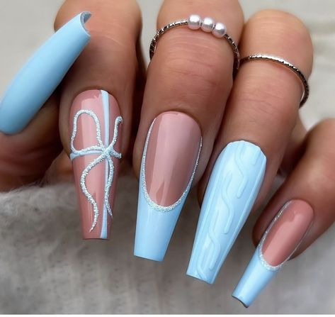 Acrylic Nails For Work, Baby Blue Nails Designs, Pretty Nails Acrylic, Nails For Work, Cute Nails Designs, Nail French, Nails Ballerina, Trend Nails, Inspiration Nails