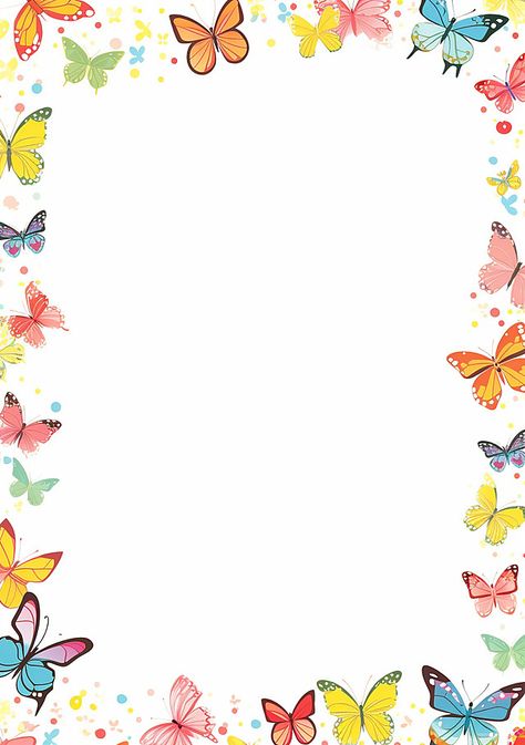 Butterflies Background, Background Butterfly, Printable Borders For Paper, Free Printable Borders For Paper, Butterfly Border, Butterfly Border Design Aesthetic, Butterfly Borders For Project, Butterfly Border Design, Page Borders Design Flower