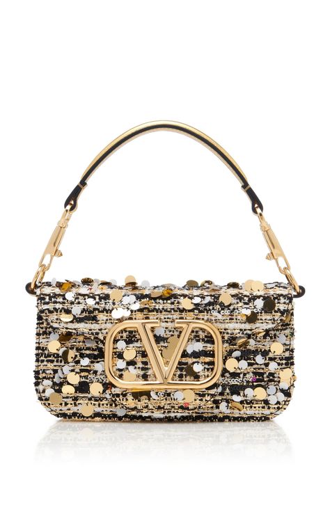 Valentino Garavani Locò Leather Boucle Small Shoulder Bag By Valentino | Moda Operandi Valentino Bag, Pre Fall 2023, Valentino Garavani Bag, Dream Bags, Black Truffle, What In My Bag, Handbag Heaven, 2023 Collection, Valentino Bags