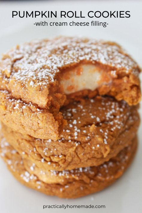 Recipe For Pumpkin Roll, Pumpkin Pie Roll, Roll Out Cookies, Pumpkin Roll Cake, Pumpkin Rolls Recipe, Cake Mix Cookie Recipes, Recipe Cake, Fall Desserts Easy, Pumpkin Roll