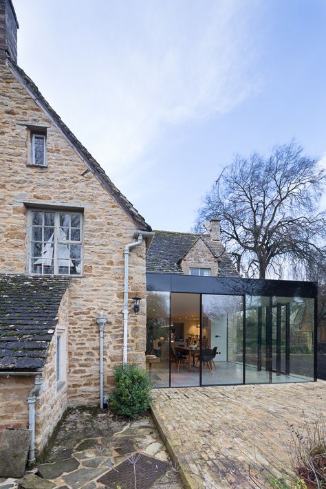 Glass extensions: how to cost, plan and design a glazed extension | Real Homes Architecture Extension, Glass Box Extension, Extension Veranda, Cottage Extension, Brick Cottage, Old Stone Houses, Glass Extension, Modern Extension, House Extension Design