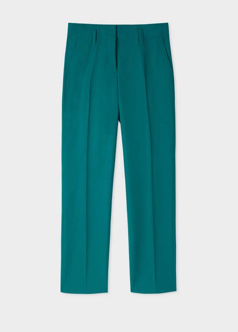 Women's Classic-Fit Teal Wool Trousers #premium#cloth#wool Teal Trousers, Teal Pants, Paul Smith Women, Womens Pants Design, Casual Denim Jeans, Slim Fit Dress Pants, Formal Pants, Wool Trousers, Slim Fit Dresses