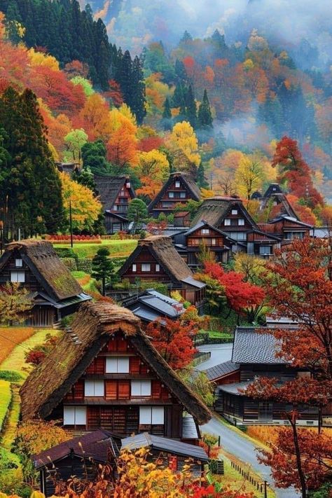 Shirakawa Go Japan, Japan Old House, Small Japanese Village, Japan Place, Japan Town, Japan Countryside, Rural Japan, Rural Photography, Japan Autumn