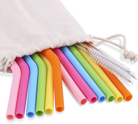 Amazon.com: 12 Pack Silicone Reusable Straws, 6 Bend + 6 Straight Colorful Reusable Drinking Straws, 10” Regular Size Flexible Straws with Cleaning Brushes Storage Bag for 30oz 20oz Tumblers - BPA FREE: Kitchen & Dining Smoothie Straw, Reusable Drinking Straw, Reusable Straws, Yeti Tumbler, Cleaning Brushes, Towel Hanger, Linen Storage, Stainless Steel Straws, Metal Straws