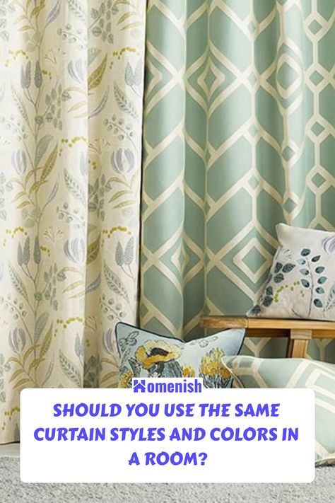 Mix And Match Curtains Living Room, Different Curtains In Same Room, Curtain Combination Ideas, Different Types Of Curtains, Cottagecore Living, Cream Room, Cream Curtains, Pattern Draping, Curtain Styles