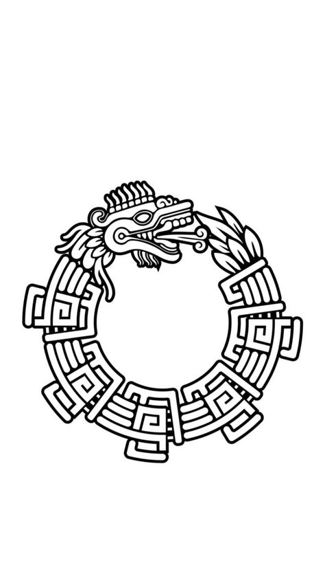 Aztec Art Drawings Patterns, Aztec Clip Art, Mayan Aztec Art, Aztec Drawing Easy, Quetzalcoatl Symbol, Aztec Calendar Tattoo Stencil, Simple Aztec Tattoo, Quetzalcoatl Drawing, Aztec Pattern Tattoo