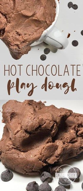 Chocolate Playdough Recipe, Chocolate Playdough, Chocolate Play Dough, Chocolate Activities, Edible Play Dough Recipe, Edible Playdough, Homemade Playdough Recipe, Diy Hot Cocoa, Chocolate Crafts