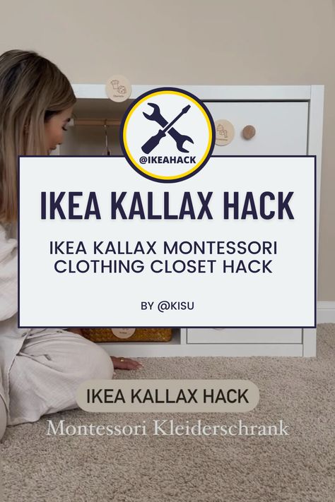 Ikea Kallax Montessori, Kallax Clothes Storage, Kallax Montessori, Kallax Closet, Kallax Hack, Ikea Kallax Hack, Clothing Closet, Closet Hacks, Ikea Kallax