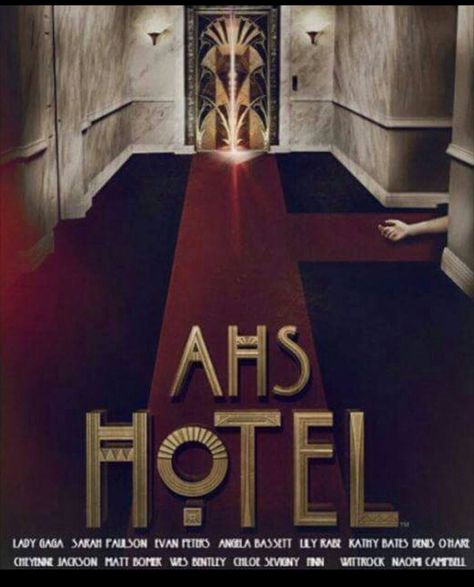 AHS Hotel Ahs Hotel Poster, Ahs Hotel Lady Gaga, Ahs Wallpaper, Hotel Poster, Graphic Composition, American Horror Story Hotel, Ahs Hotel, Cheyenne Jackson, Scary Stories To Tell