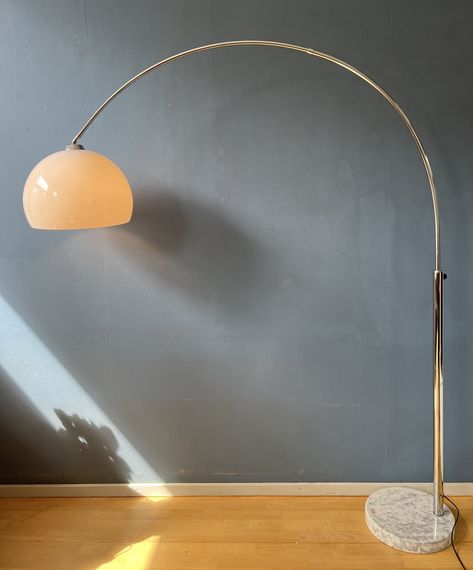 Listed on VNTG.com: Kare Design Arc Floor Lamp with White Acrylic Glass Shade | #vntg #vintage Modern Arc Floor Lamp, Arc Floor Lamp, Modern Interior Decor, Arched Floor Lamp, Arc Lamp, Floor Light, Light Copper, Arc Floor Lamps, Modern Floor Lamps