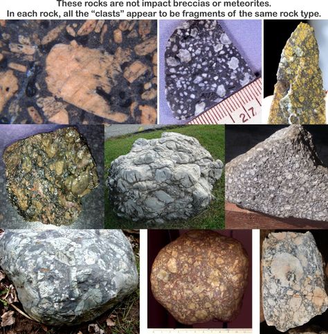 Rocks That Look Like Impact Breccias But Are Not | Some Meteorite Information | Washington University in St. Louis Mineral Identification, Washington University In St Louis, Lunar Meteorite, Rock Identification, Impact Crater, Rock Tumbler, Washington University, Rock Types, Sedimentary Rocks