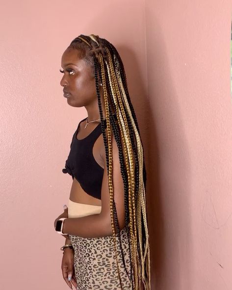 Medium Knotless Box Braids With Color, Small Knotless Box Braids With Color, Knotless Color Braids, Small Knotless Braids With Color, Knotless Box Braids Color, Knotless Braids Hairstyles With Color, Knotless Box Braids With Color, Colored Knotless Braids, Box Braids Medium Length