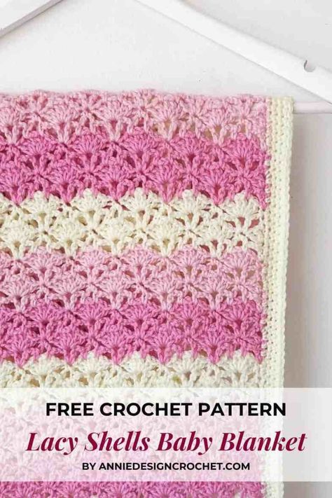 Paradise Beaches, Shell Crochet, Baby Afghan Crochet Patterns, Crochet Baby Blanket Free Pattern, Crochet Blanket Pattern Easy, Easy Crochet Baby Blanket, Crochet Shell Stitch, Design Crochet, Crochet Blanket Designs