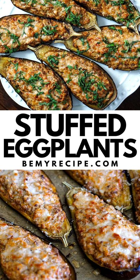 Stuffed Eggplant (with Beef, Tomato, Ricotta, and Parmesan) Eggplant Recipes Dinner, Eggplant Stuffed Peppers, Eggplant Stuffed Shells, Stuff Eggplant Recipes, What To Make With Eggplant, Eggplant Tomato Recipes, Stuffed Eggplant Recipes Italian, Eggplant Recipes Baked, Eggplant Ricotta Bake