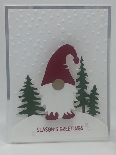 Handmade Gnome Cards, Gnome Xmas Cards, Gnome Christmas Card Ideas, Gnome Card Ideas, Gnome For The Holidays Cards, Stampin Up Gnome Christmas Cards, Gnome Christmas Cards Handmade, Gnome Cards Handmade, Christmas Gnome Cards