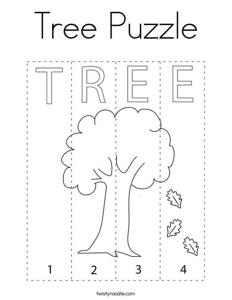 Tree Puzzle Coloring Page - Twisty Noodle Tree Preschool Theme, Giving Tree Activities Preschool, Activities About Trees For Preschoolers, Tree Prek Activities, Preschool Tree Theme, Parts Of A Tree Preschool Craft, Tree Activities For Kindergarten, Tree Activities For Preschoolers, Dramatic Play Tree Study