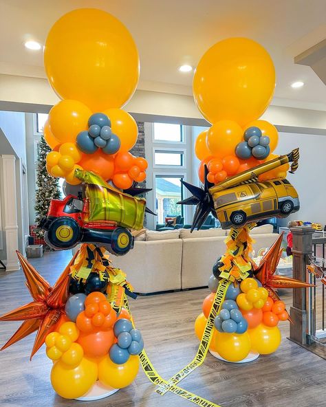 Can you dig it? ⚠️🚧🏗️⚙️ Construction CRAZY TOWERS for a third birthday party 🦺🛠️🚧⚠️ . . . . . #crazytowers #clevelandballoons… | Instagram Traffic Cone Balloon Column, Organic Column Balloon, Construction Balloon Ideas, Crazy Balloon Tower, Crazy Tower Balloon, Crazy Balloon Columns, Construction Theme Balloons, Birthday Balloon Tower, Balloon Towers Ideas