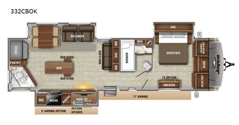 New 2020 Jayco Eagle 332CBOK Travel Trailer at Jayco Carolinas | Monroe, NC | #J122 Jayco Rv, Travel Trailer Floor Plans, Waste Management System, Outside Kitchen, Class A Motorhomes, Electric Awning, Solar Kit, Unique Flooring, Chicken House