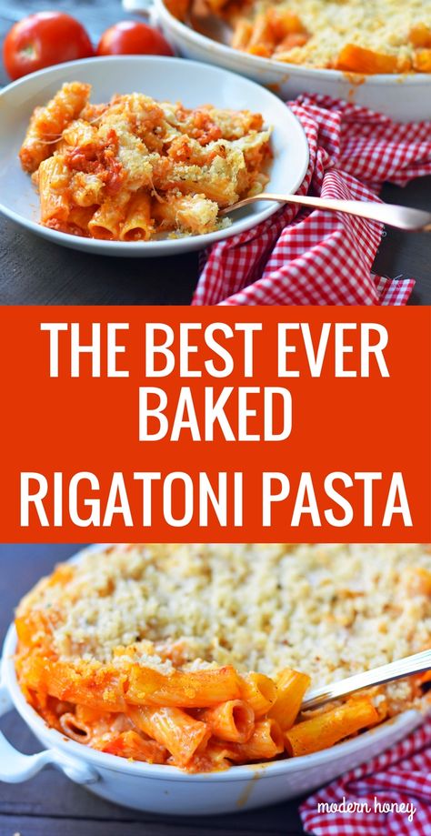 Pasta Sauce Creamy, Cheesy Baked Ziti, Rigatoni Pasta Recipes, Chicken Rigatoni, Rigatoni Noodles, Crunch Topping, Rigatoni Recipes, Baked Rigatoni, Pasta Noodle Recipe