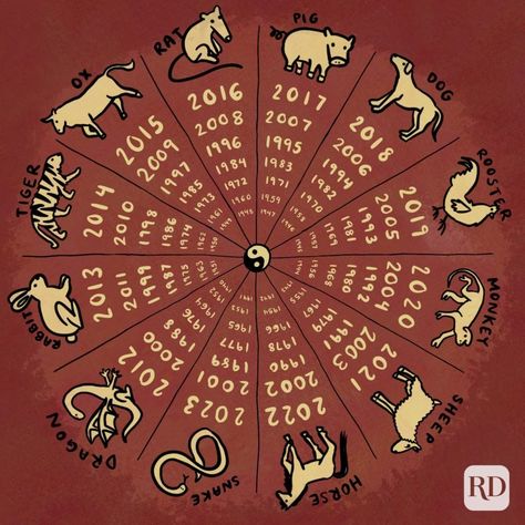 Figure out what animal represents your birth year and see what the new year has in store for you. The post What Is My Chinese Zodiac Sign? appeared first on Reader's Digest. Birth Year And Zodiac Sign Tattoo, Chinese Zodiac Years, Chinese Zodiac Animals Tattoo, Chinese Year Animals, Chinese Birth Chart, Chinese Zodiac Compatibility, Pig Chinese Zodiac, What Colors Represent, Birth Animal