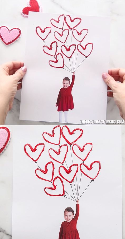 Balloon Valentine, Balloon Craft, February Classroom, Valentines Bricolage, February Crafts, Easy Valentine Crafts, Valentine Craft, Valentines Balloons, Valentine's Day Crafts For Kids