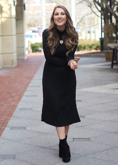 Black Mock Neck Dress, Winter Dress Black, Dress Outfits Winter, Mock Neck Midi Dress, Mockneck Dress, Boho Leggings, Necklaces Ideas, Trendy Dresses Summer, Black Mock Neck