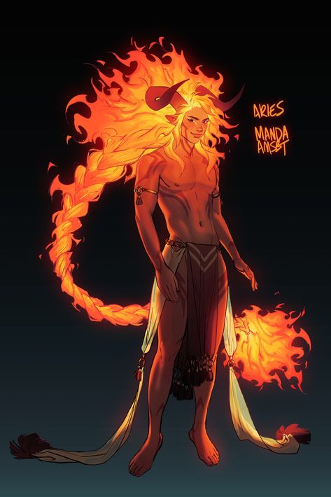 Arte Aries, Fire Magic, Monster Characters, Ange Demon, Fantasy Races, Demon Art, Dungeons And Dragons Characters, Character Design Male, My Oc