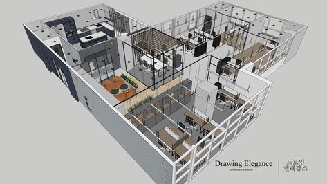 Sketchup Modeling Warehouse Office Design, Jewelry Store Interior, Warehouse Office, Interior Design Videos, Office Table Design, Warehouse Design, Wood Table Design, Commercial Complex, Office Space Design