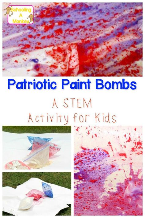 Summer Science Experiments, Stem Activity For Kids, Patriotic Activities, Fourth Of July Crafts For Kids, Summer Stem, July Activities, Vinegar And Baking Soda, Summer Science, Stem Activity