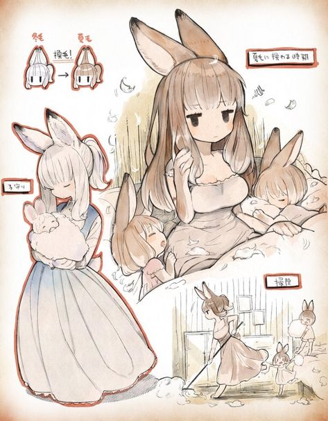 Arte Do Kawaii, Bunny Drawing, Bunny Art, Anime Animals, Female Character Design, Anime Poses Reference, Cute Anime Pics, Funky Art, Anime Poses