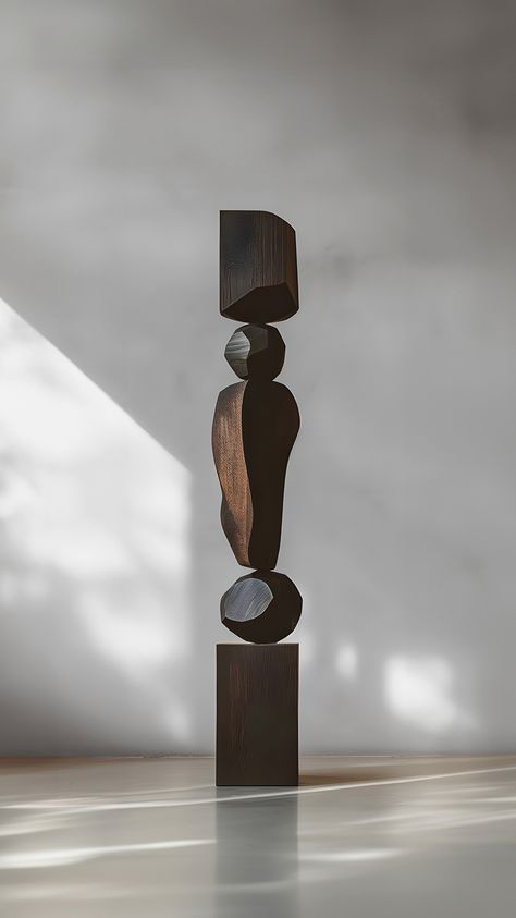 Joel Escalona's wooden standing sculptures are objects of raw beauty and serene grace. Each one is a testament to the power of the material, with smooth curves that flow into one another, inviting the viewer to pause and reflect. — info@joelescalona.com Abstract Art Sculpture, Totem Sculpture, Wood Sculpture Art, Gold Art Painting, Design Sculpture, Dark Elegance, Stone World, Lambada, Sculptural Object